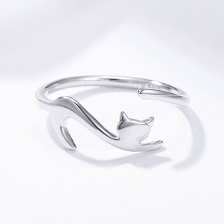 Foto 3 | Anillo Chulada, Gato Estirando De Plata .925 Con Chapa De Platino, Se Pude Mojar