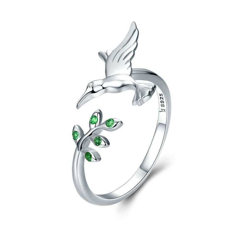 Foto 2 pulgar | Anillo Chulada, Colibrí De Plata .925 Con Chapa De Platino, Se Pude Mojar