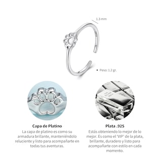 Foto 6 | Anillo Chulada, Patita De Perro De Plata .925 Con Chapa De Platino, Se Pude Mojar
