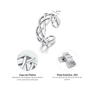 Foto 5 | Anillo Chulada, Trenzado De Plata .925 Con Chapa De Platino, Se Pude Mojar