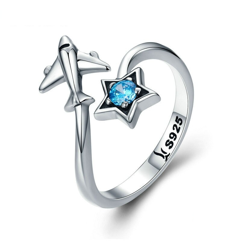 Foto 1 | Anillo Chulada  Avión Estrella De Plata .925 Con Chapa De Platino  Se Pude Mojar