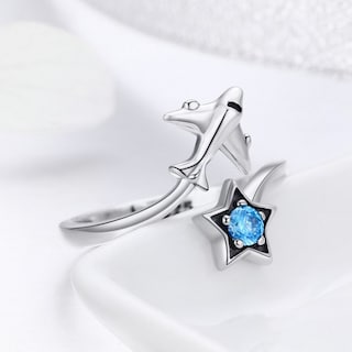 Foto 3 | Anillo Chulada Avión Estrella De Plata .925 Con Chapa De Platino Se Pude Mojar