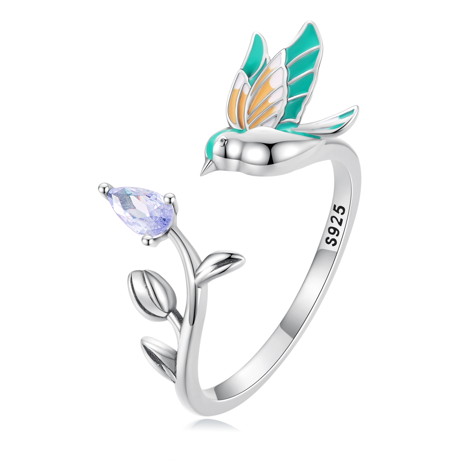 Foto 2 pulgar | Anillo Chulada  Colibrí De Plata .925 Con Chapa De Platino  Se Pude Mojar
