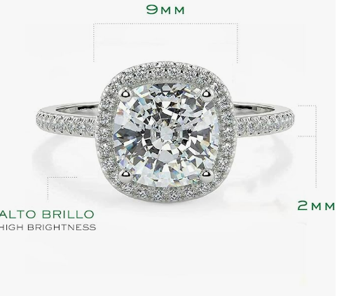Foto 3 pulgar | Joyería Xtellar: Anillos De Compromiso De Estilo Soleste - Corte Cojín - Joyas De Lujo Resistentes Y Diarias P