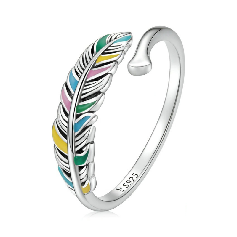 Foto 1 | Anillo Chulada  Pluma Pastel De Plata .925 Con Chapa De Platino  Se Pude Mojar