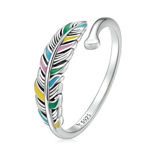 Foto 1 | Anillo Chulada Pluma Pastel De Plata .925 Con Chapa De Platino Se Pude Mojar