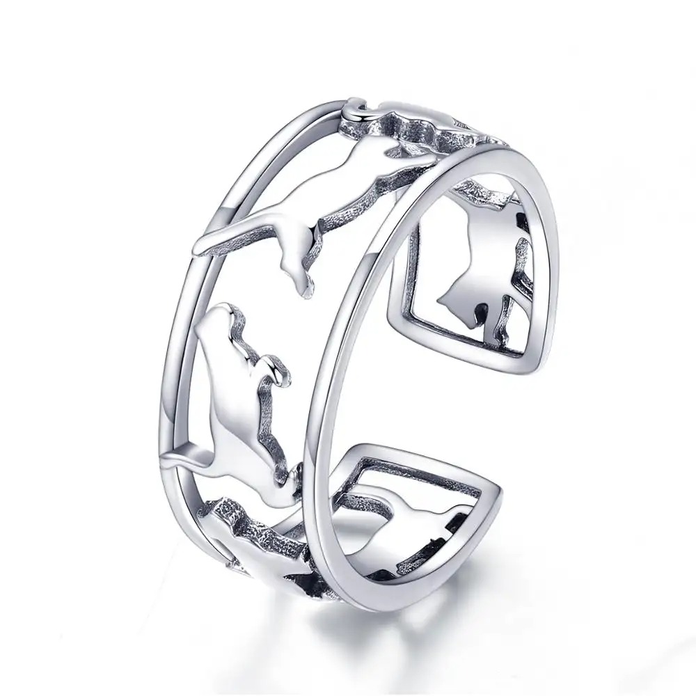 Anillo Chulada  Gato Saltando De Plata .925 Con Chapa De Platino  Se Pude Mojar
