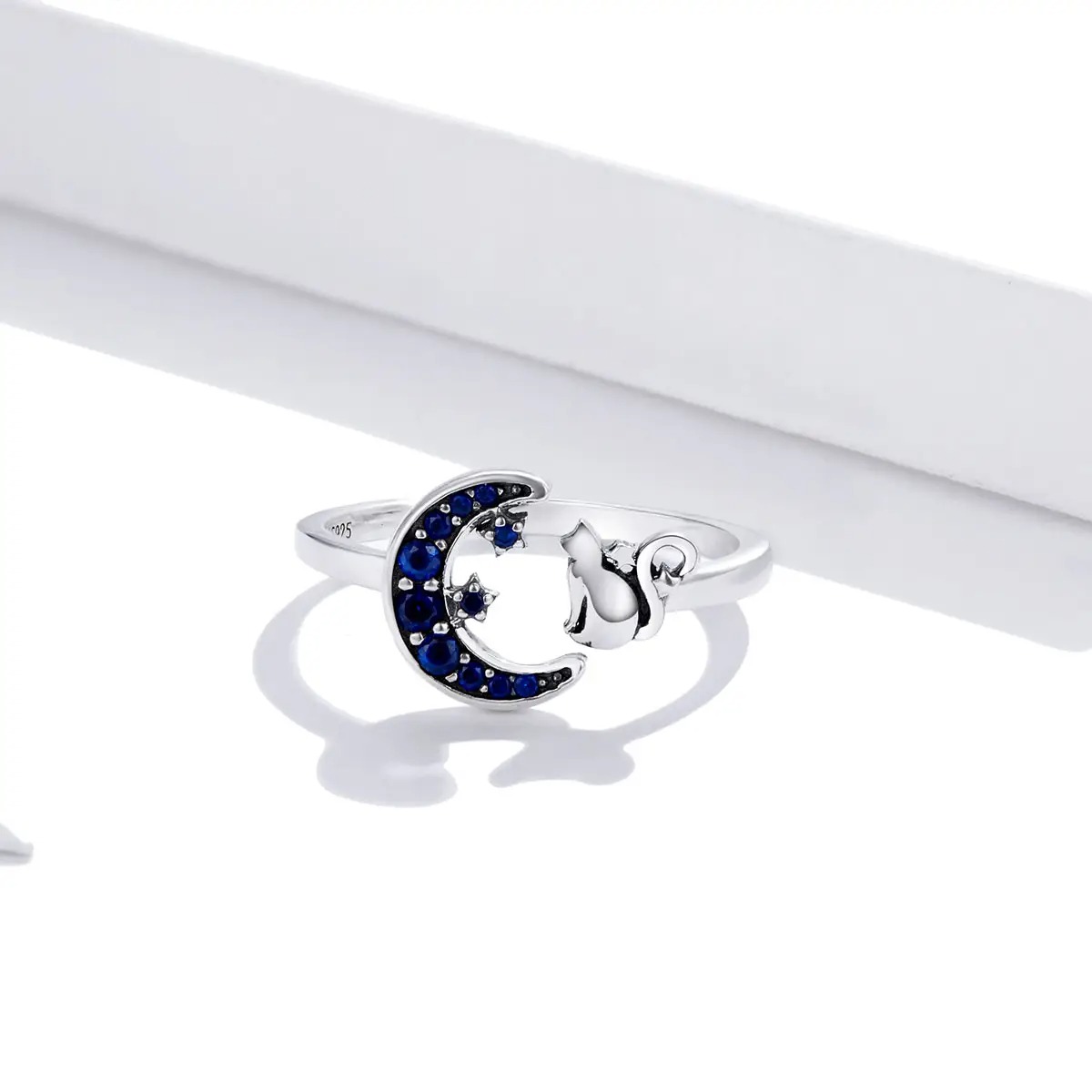 Foto 3 | Anillo Chulada  Gato Y Luna De Plata .925 Con Chapa De Platino  Se Pude Mojar