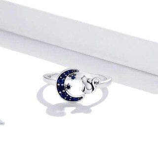 Foto 3 | Anillo Chulada Gato Y Luna De Plata .925 Con Chapa De Platino Se Pude Mojar