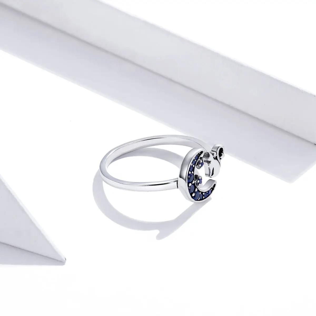 Foto 5 pulgar | Anillo Chulada  Gato Y Luna De Plata .925 Con Chapa De Platino  Se Pude Mojar