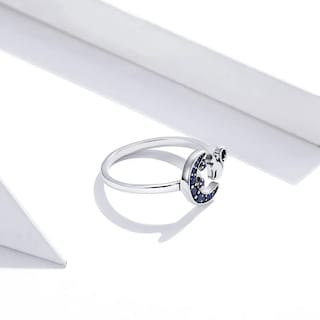 Foto 4 | Anillo Chulada Gato Y Luna De Plata .925 Con Chapa De Platino Se Pude Mojar