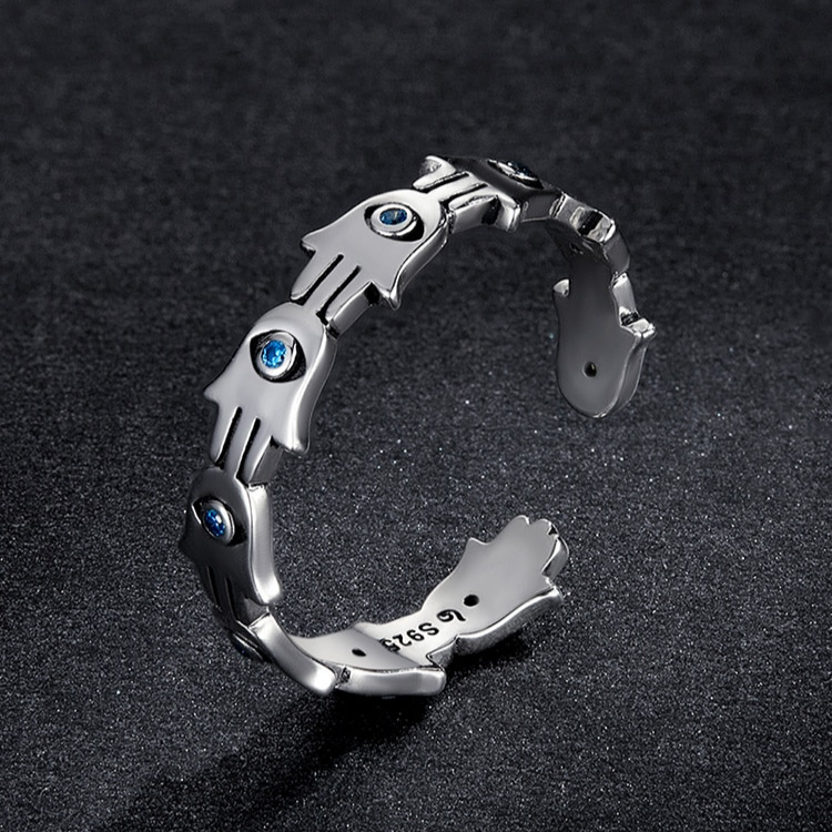 Foto 4 pulgar | Anillo Chulada  Mano Hamsa De Plata .925 Con Chapa De Platino  Se Pude Mojar