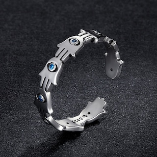 Foto 3 | Anillo Chulada Mano Hamsa De Plata .925 Con Chapa De Platino Se Pude Mojar