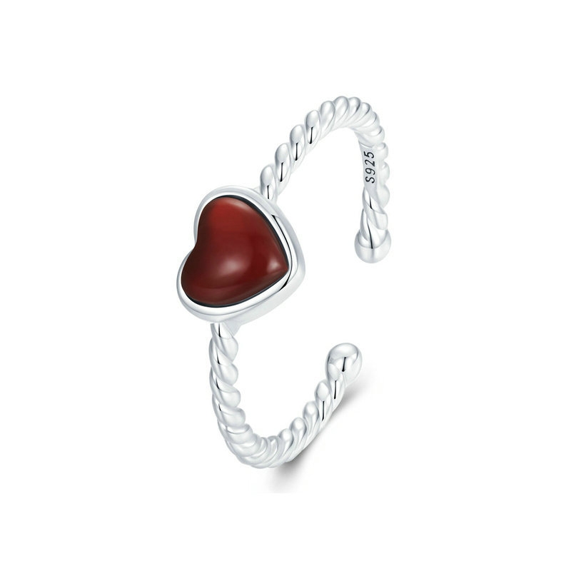 Anillo Chulada  Corazón Ágata De Plata .925 Con Chapa De Platino  Se Pude Mojar