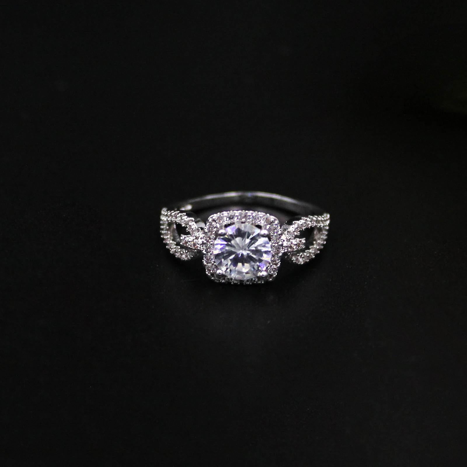 Foto 3 pulgar | Anillo Huoguo Fashion Diamond Para Mujer En Aleación - Venta Internacional.