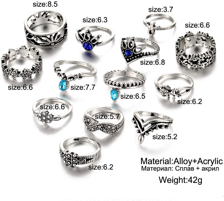 Foto 4 pulgar | Juego De Anillos Huoguo Vintage Knuckle  13 Piezas  Flores Huecas Talladas - Venta Internacional.