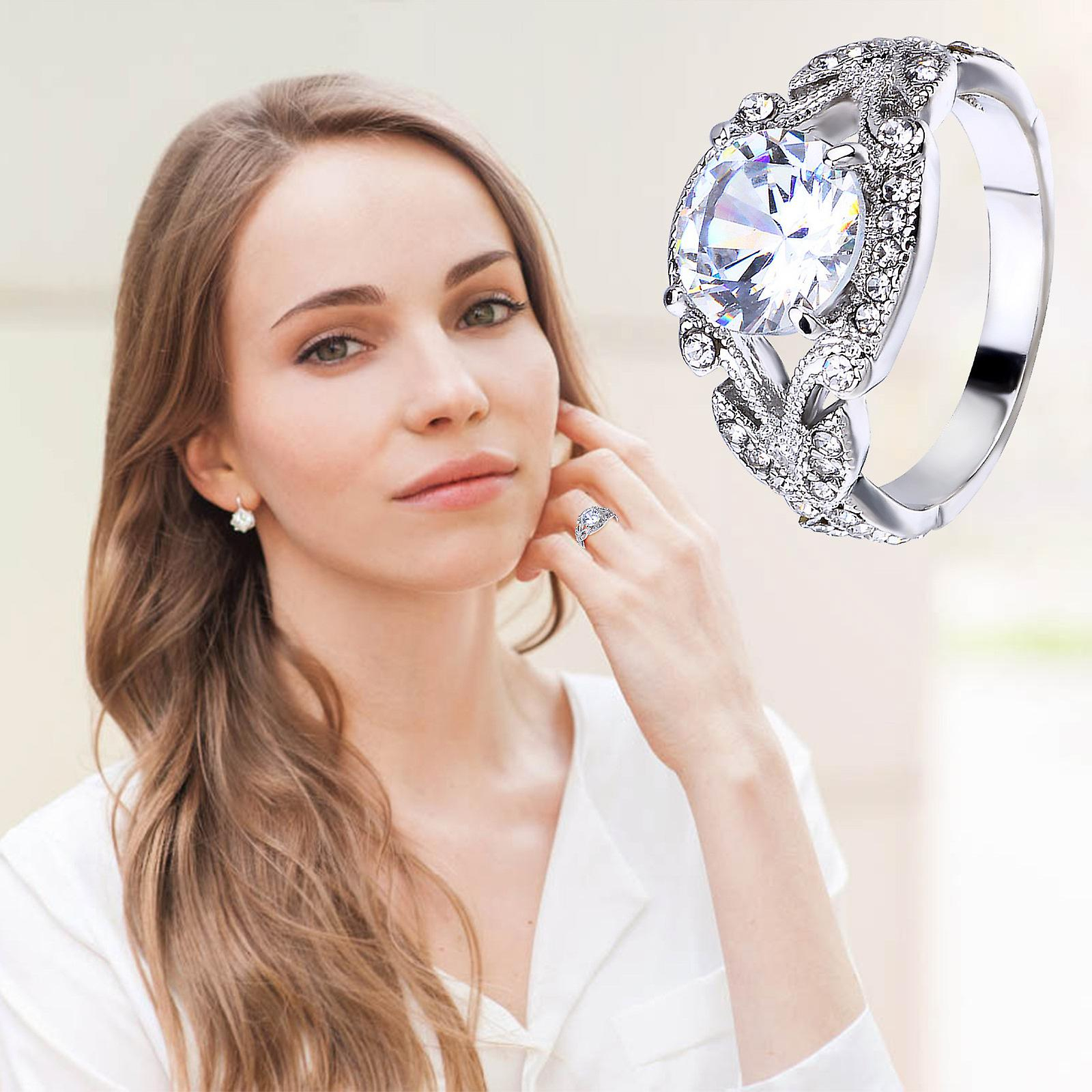 Foto 3 pulgar | Anillo Huoguo Fashion Diamond Para Mujer En Aleación - Venta Internacional.