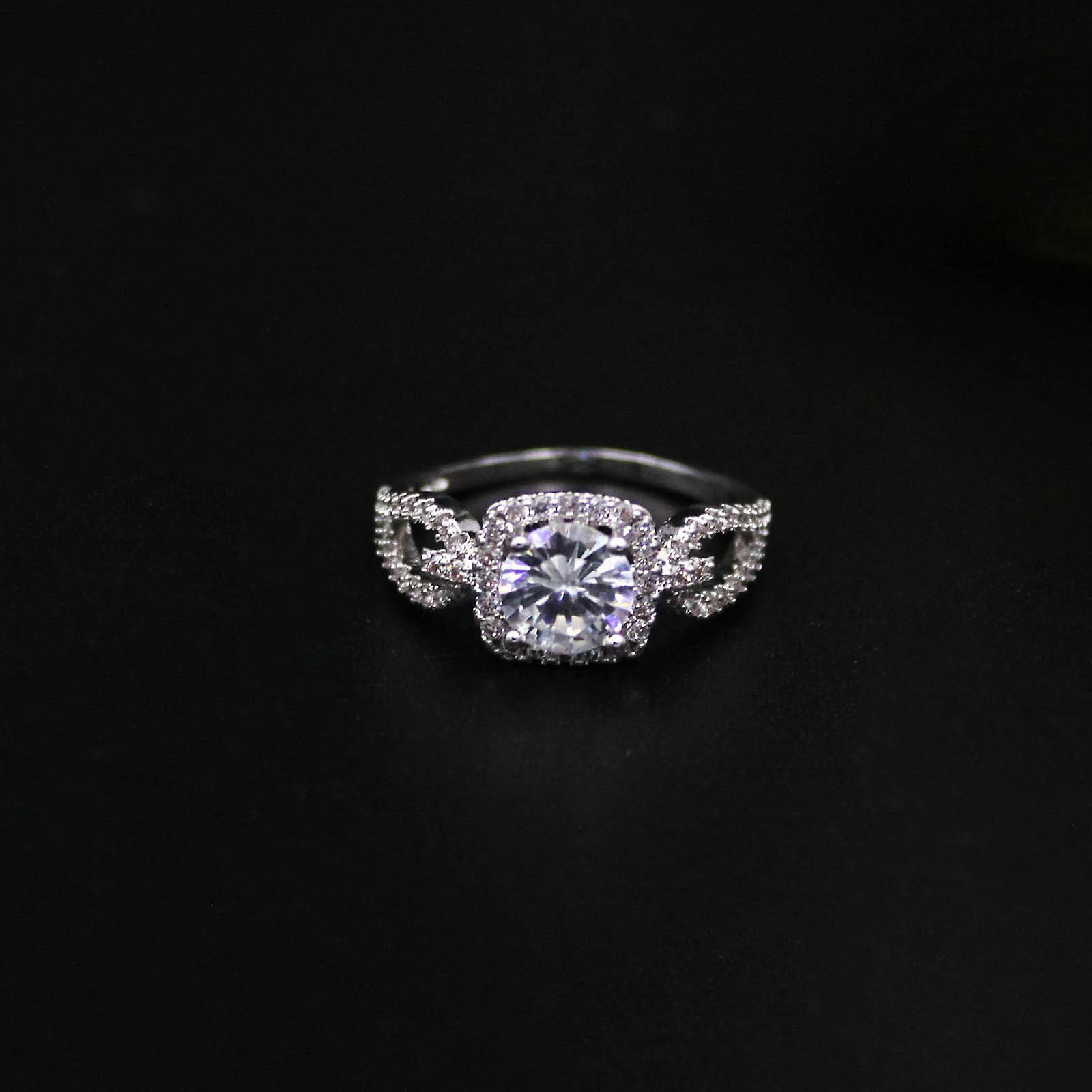 Foto 5 pulgar | Anillo Huoguo Fashion Diamond Para Mujer En Aleación - Venta Internacional.