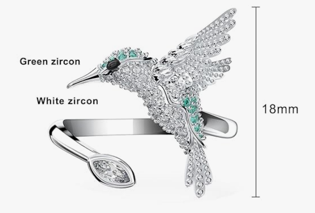Foto 4 pulgar | Xtellar Anillo De Cristal Colibrí  Joya Premium Para Mujeres En Ocasiones Especiales