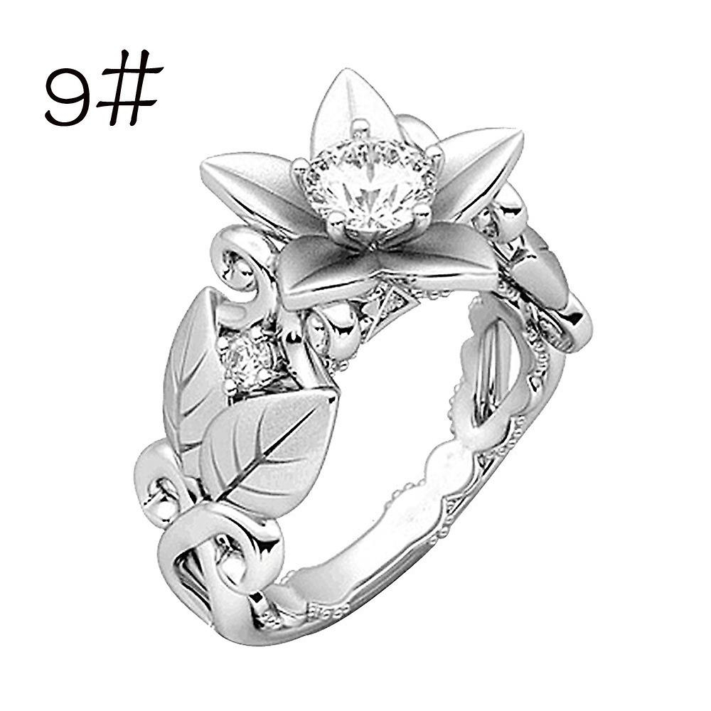 Foto 2 pulgar | Anillo Huoguo Floral Rose Lucky Flower Leaf Zircon Para Mujer - Venta Internacional.