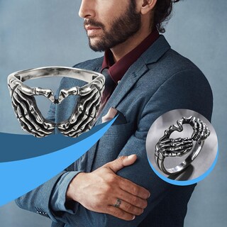 Foto 2 | Anillo Huoguo Unisex Moderno Cabeza De Esqueleto Corazón Y Amor Aleación - Venta Internacional.