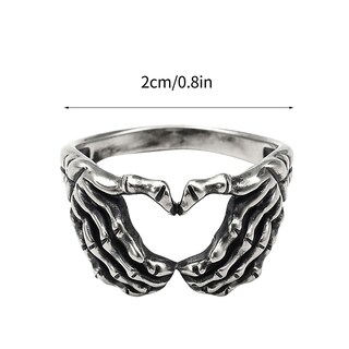 Foto 3 | Anillo Huoguo Unisex Moderno Cabeza De Esqueleto Corazón Y Amor Aleación - Venta Internacional.
