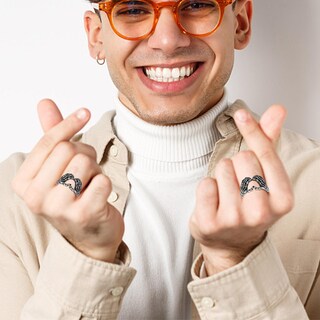Foto 5 | Anillo Huoguo Unisex Moderno Cabeza De Esqueleto Corazón Y Amor Aleación - Venta Internacional.