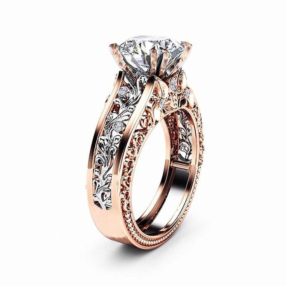 Foto 2 pulgar | Anillo Huoguo Fashion Para Mujer Con Separación De Colores En Oro Rosa - Venta Internacional.