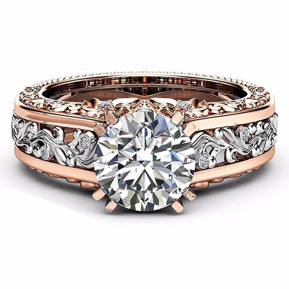 Foto 4 pulgar | Anillo Huoguo Fashion Para Mujer Con Separación De Colores En Oro Rosa - Venta Internacional.