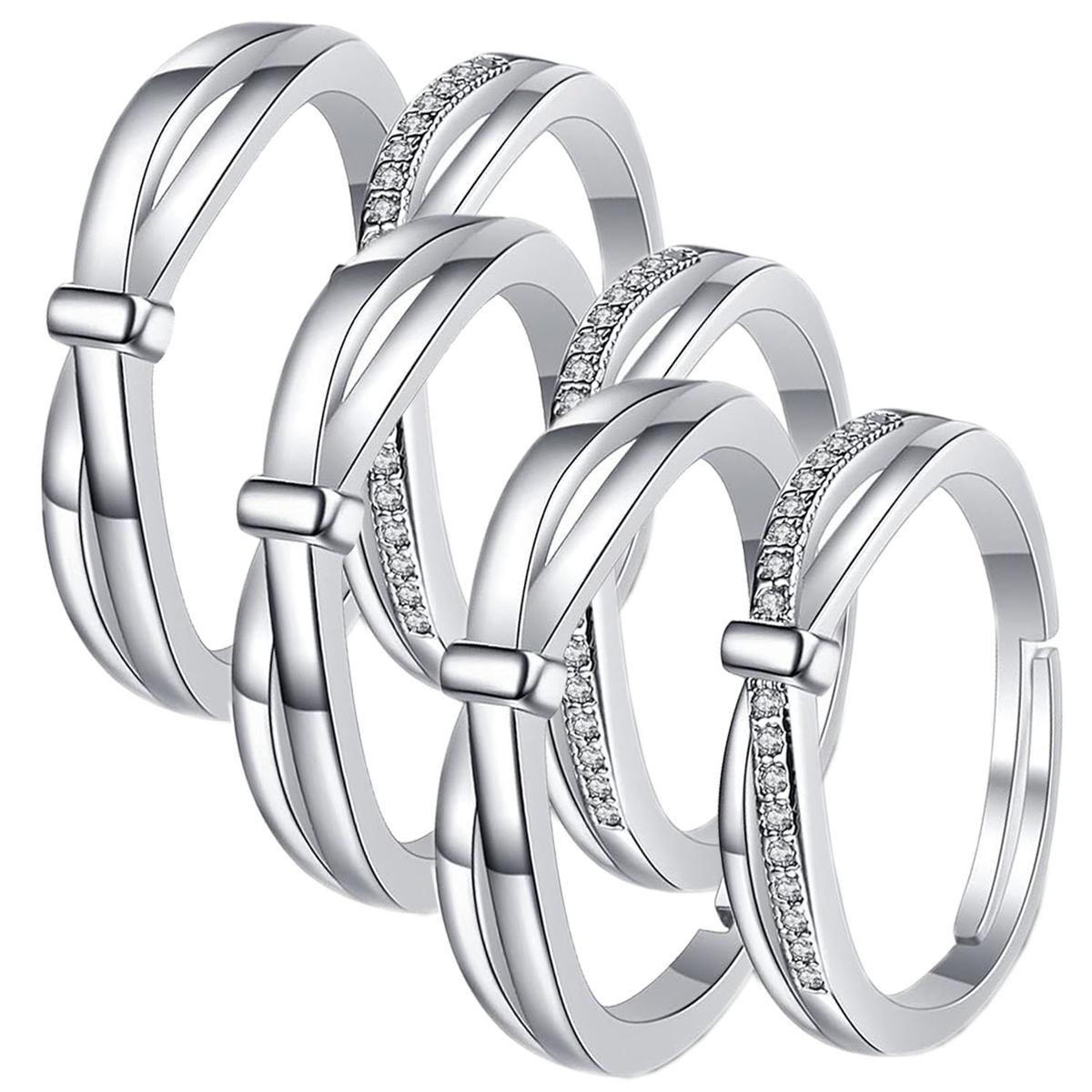 Foto 2 pulgar | Hermosos Anillos De Boda Mxgcf-003high Monaco 6 Piezas Plata
