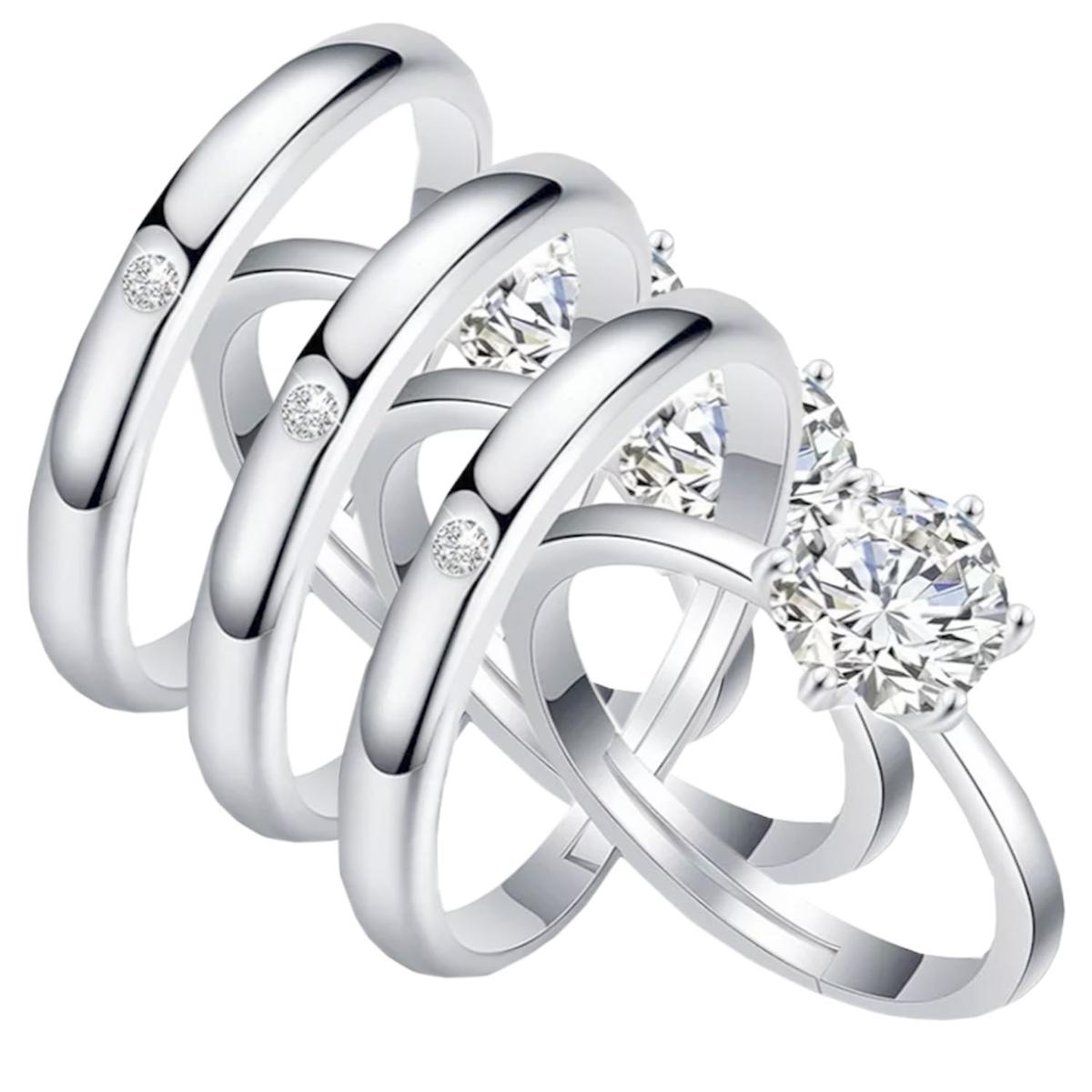 Anillo Circonia Cubina Mxkle-003high Monaco 6 Piezas Plata
