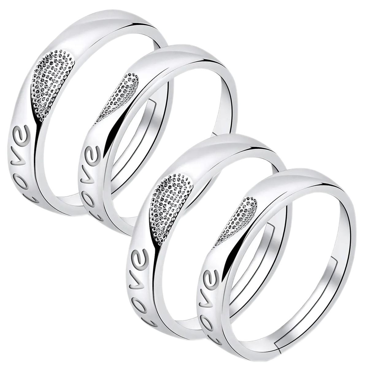 Anillos De Amor High Monaco Mxlve-002 4 Piezas Plata