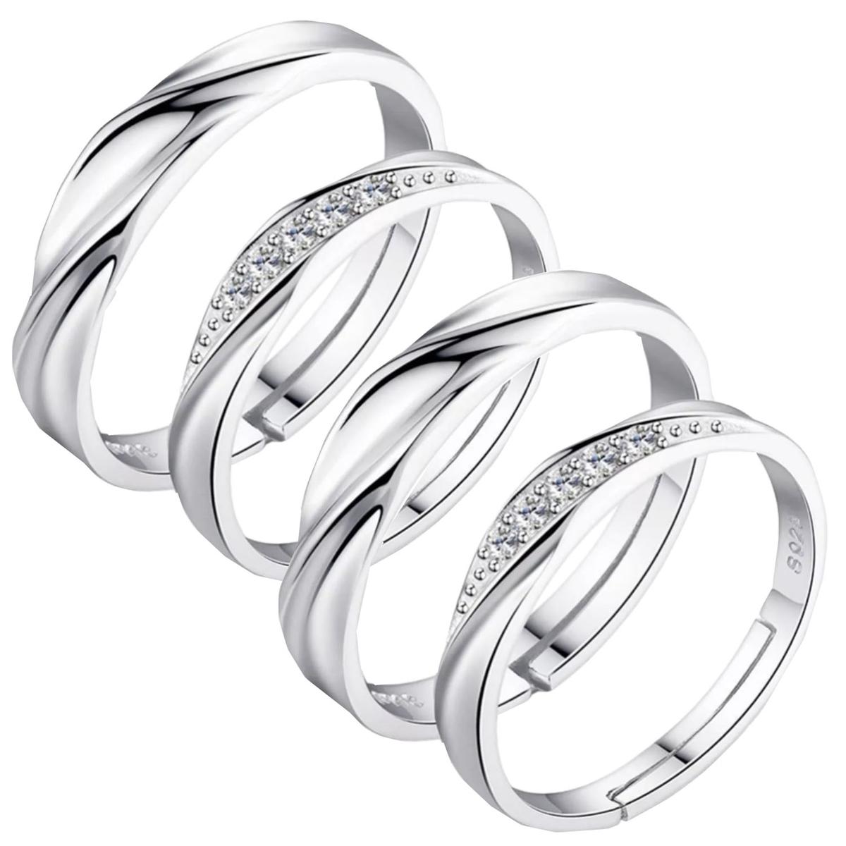Joyeria Anillos Circonia Cubina Mxprz-002high Monaco 4 Piezas Plata