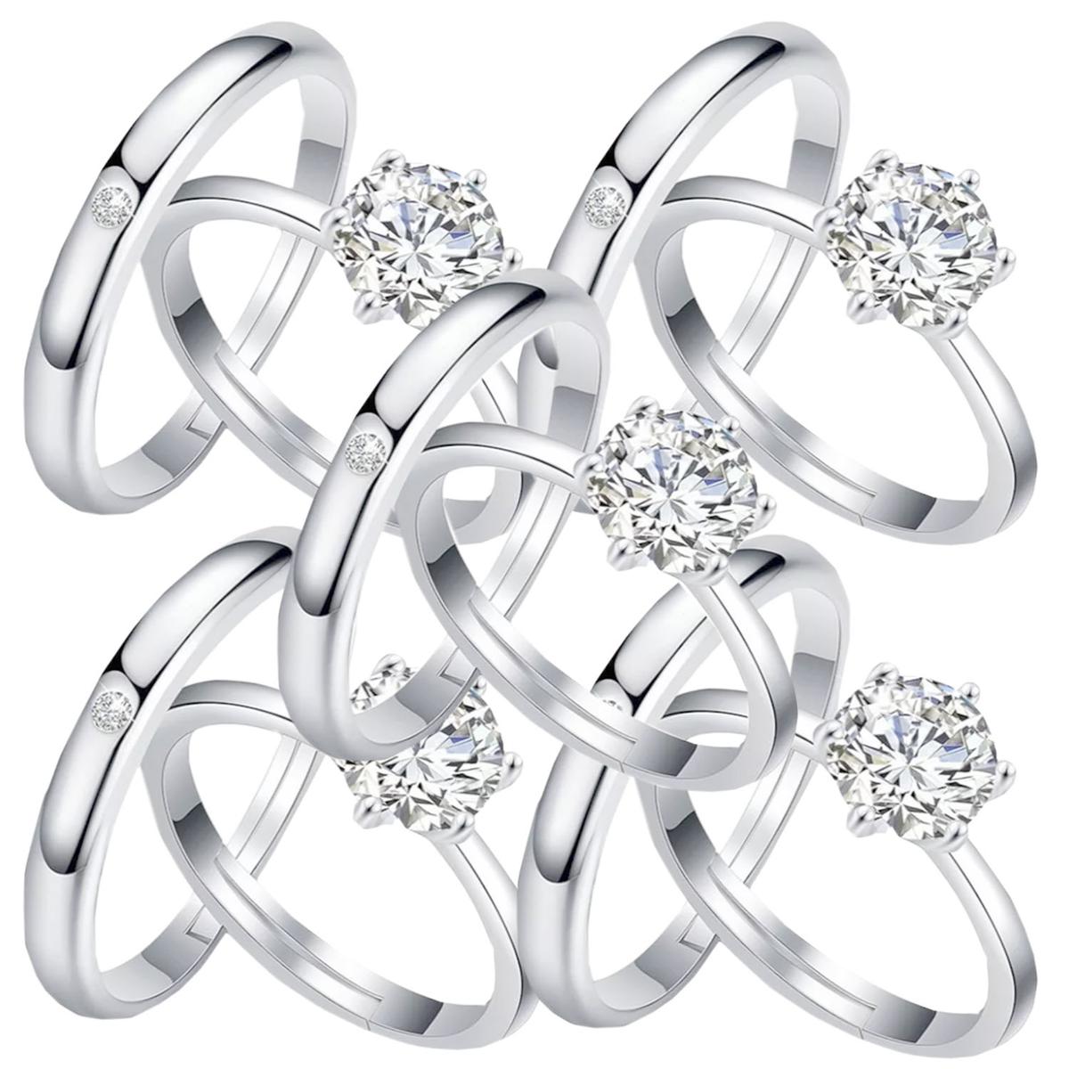 Sortijas De Circonia Cubina Mxkle-005high Monaco 10 Piezas Plata