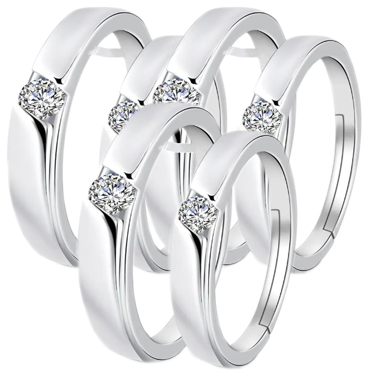 Matrimonio Sortijas Mxuxl-003high Monaco 6 Piezas Plata