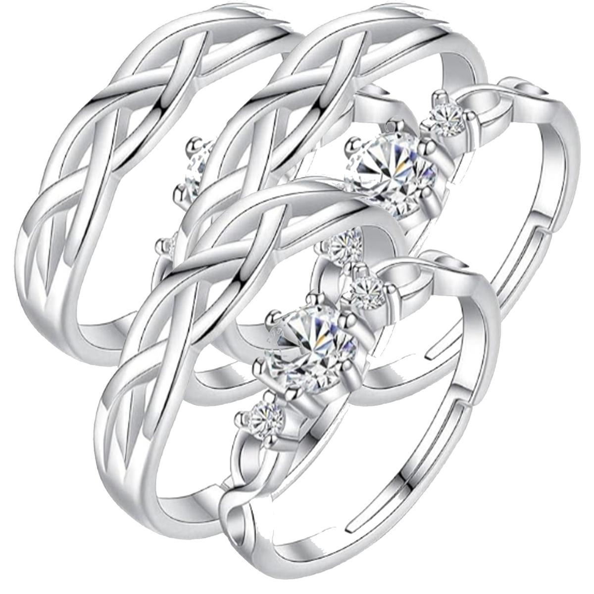 Foto 3 pulgar | Anillos De Circonia Mxazr-003high Monaco 6 Piezas Plata