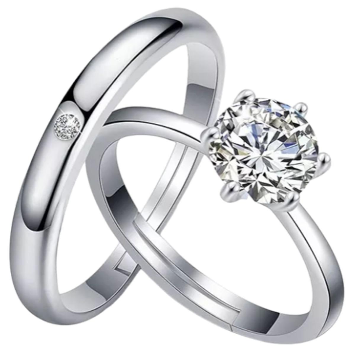 Joyeria Sortijas De Boda Circonia Mxkle-001high Monaco 2 Pieza Plata