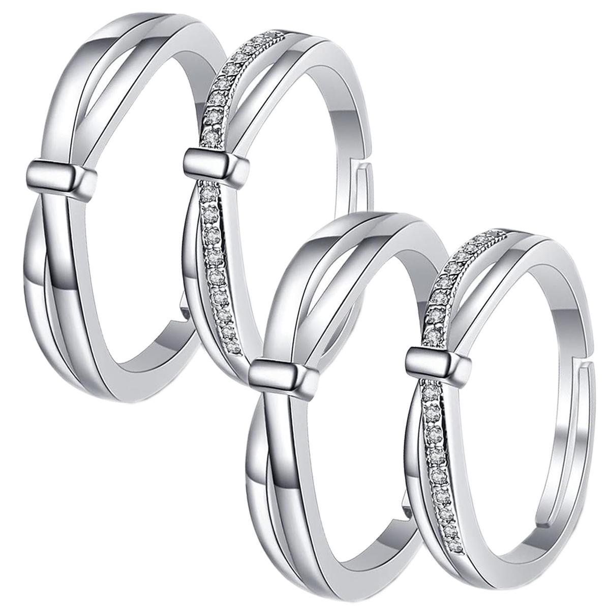 Hermosos Anillos Mxgcf-002high Monaco 4 Piezas Plata