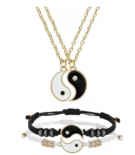 Juego de Pulseras y Collar Wünd Yin Yang Multicolor 4 Piezas