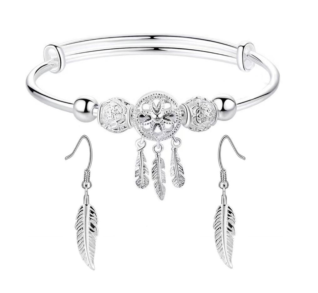 Pulsera con Aretes Wünd Plateados para Mujer