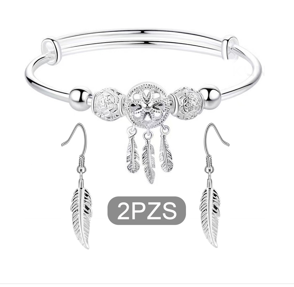 Foto 2 | Pulsera con Aretes Wünd Plateados para Mujer