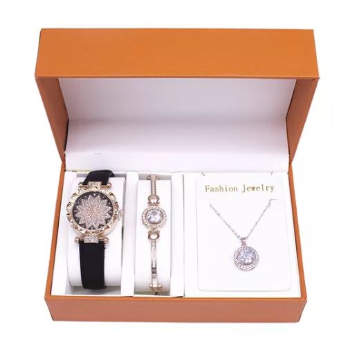 Set De Regalo De Reloj De 3 Piezas Negro