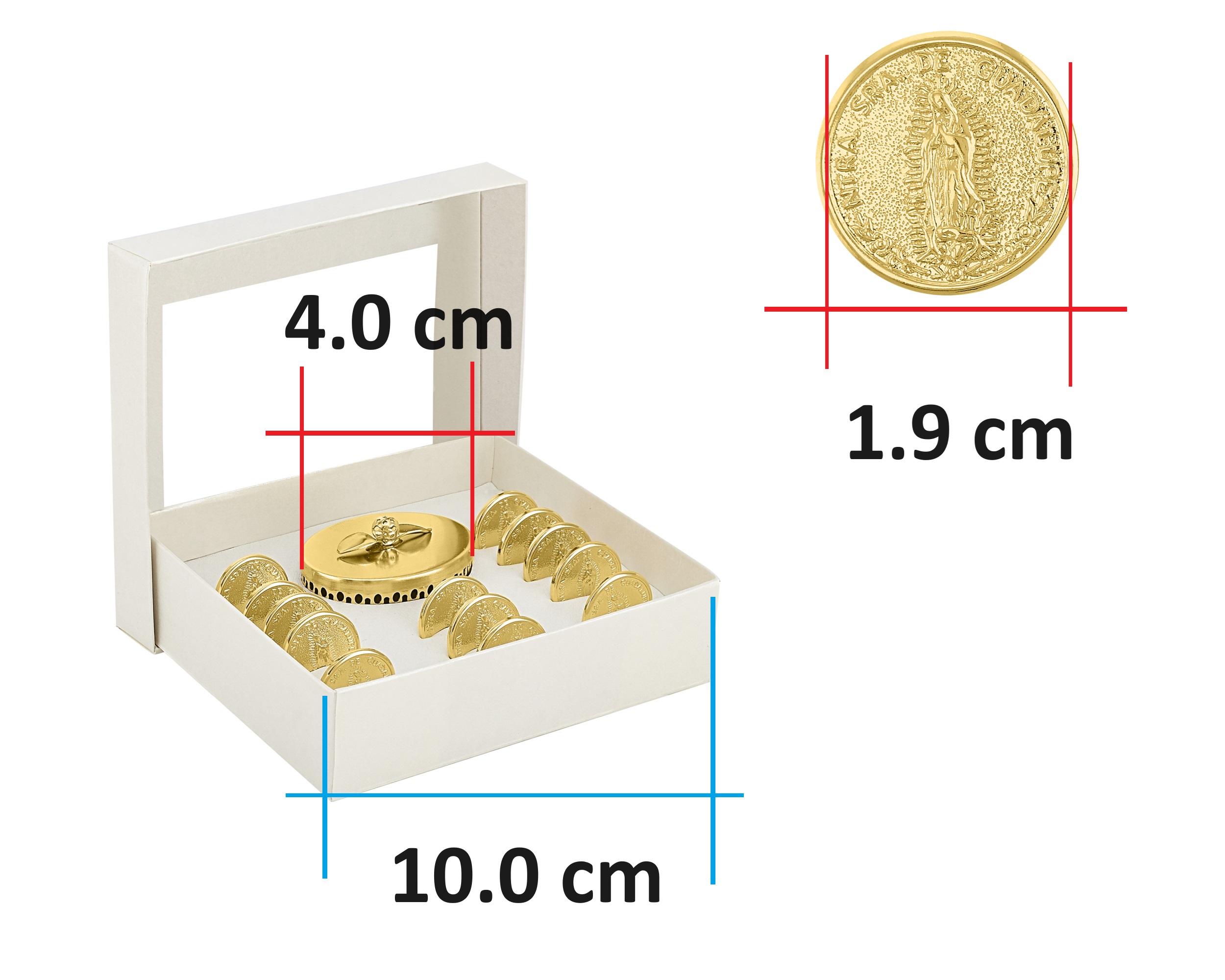 Foto 7 pulgar | Arras Vírgen Guadalupe Con Cofre Chapa De Oro De 18k C405