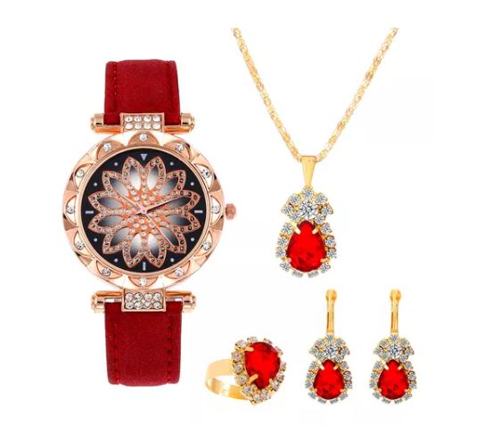 Set de Joyería de Regalo Wünd Rojo 5 Piezas para Mujer