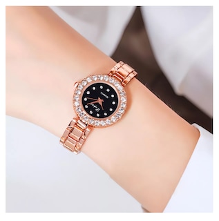 Foto 3 | Juego De Reloj Y Joyas En Caja De Elegante 5 Piezas Color De La Correa Oro Rosa/negro