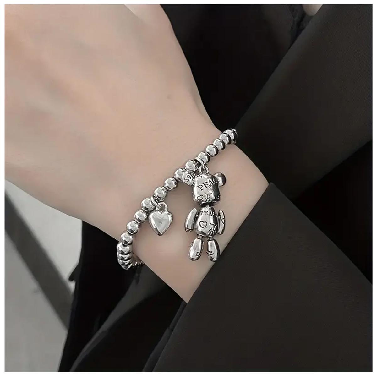 Foto 4 pulgar | Pulsera De Ositosventdepot Mxrxl-003 3 Piezass Plata