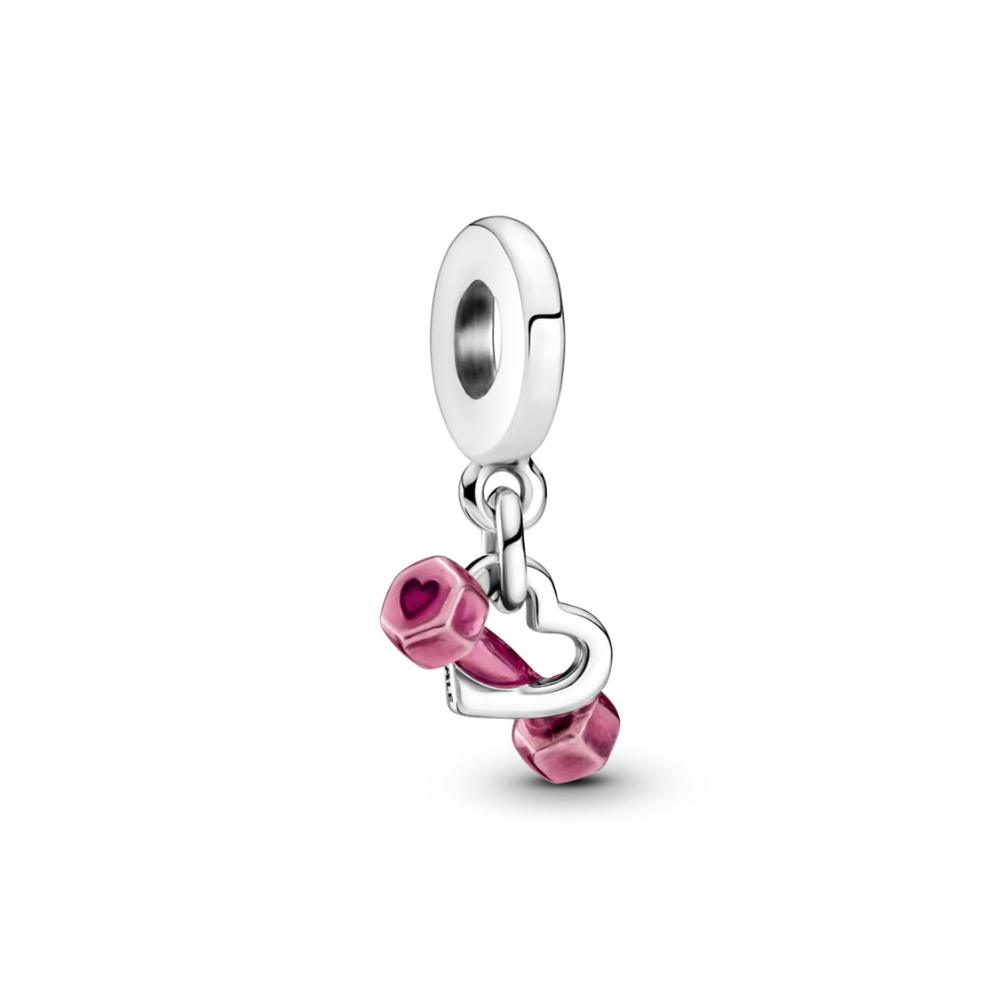 Foto 1 | Charm Mancuerna y Corazón Plateado Detallado
