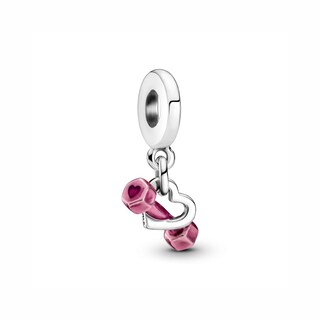 Foto 1 | Charm Mancuerna y Corazón Plateado Detallado