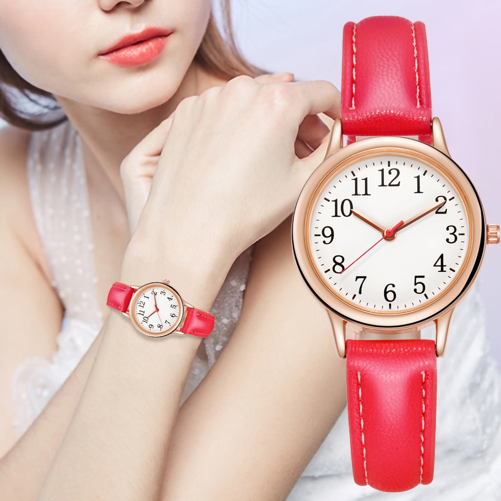 Foto 1 | Correa De Cuero Watch Boutique Fashion Para Mujer, Color Rojo - Venta Internacional.