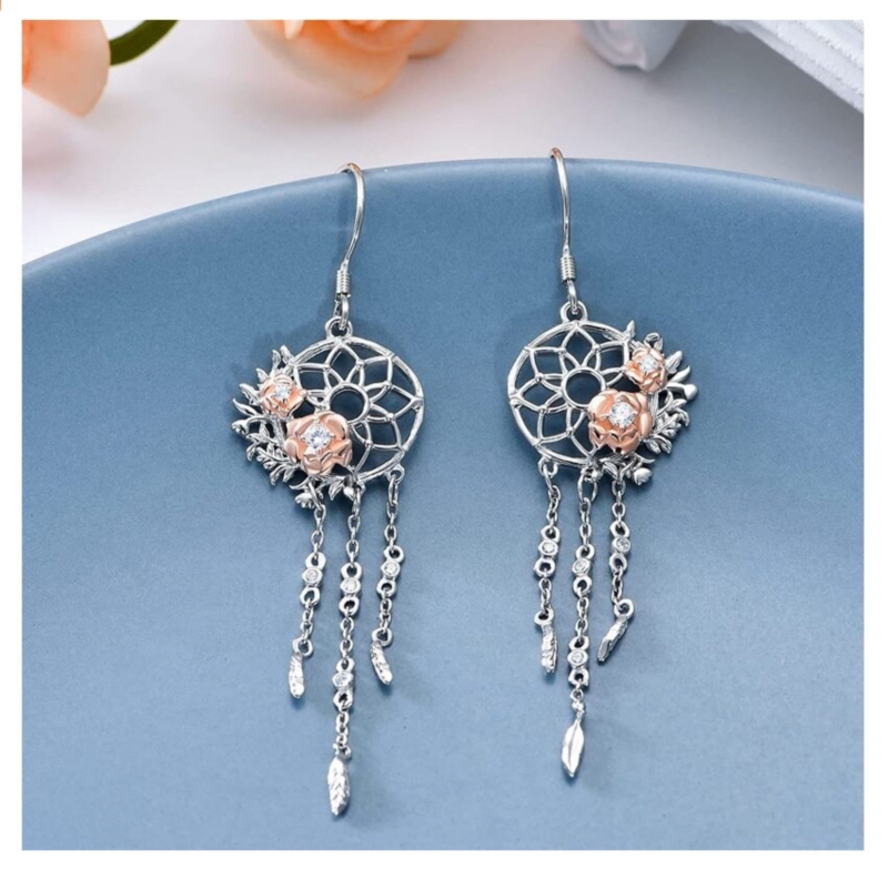 Foto 3 pulgar | Pendientes Dream Catcher De Plata 925 Con Circonitas Para Mujer - Venta Internacional.